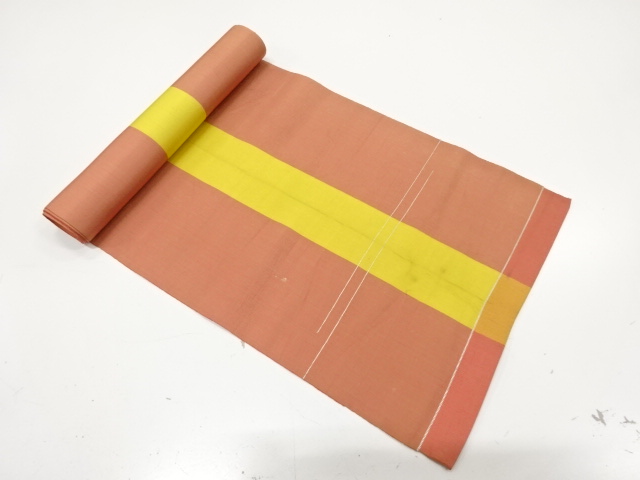 JAPANESE KIMONO / ANTIQUE BOLT FOR HASSUN OBI / SILK / CHIKUZEN HAKATA / WOVEN STRIPE